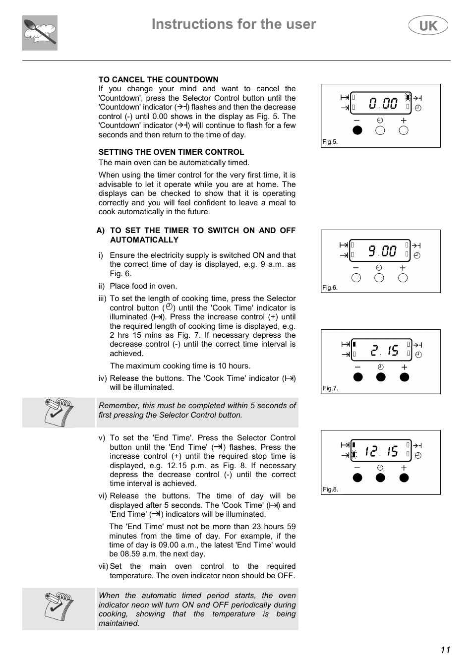 Instructions for the user | AEG C41022V User Manual | Page 11 / 36