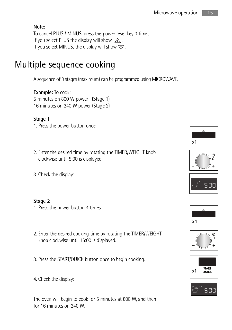 Multiple sequence cooking, X1 x4 x1 | AEG MC1753E User Manual | Page 15 / 36