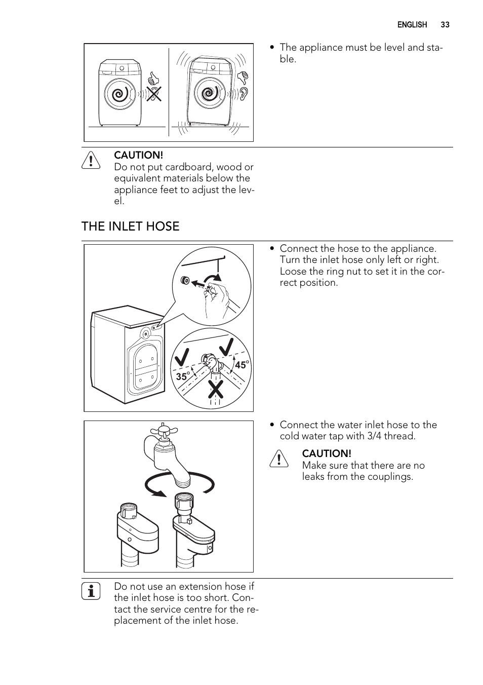 The inlet hose | AEG L 71670 FL User Manual | Page 33 / 36