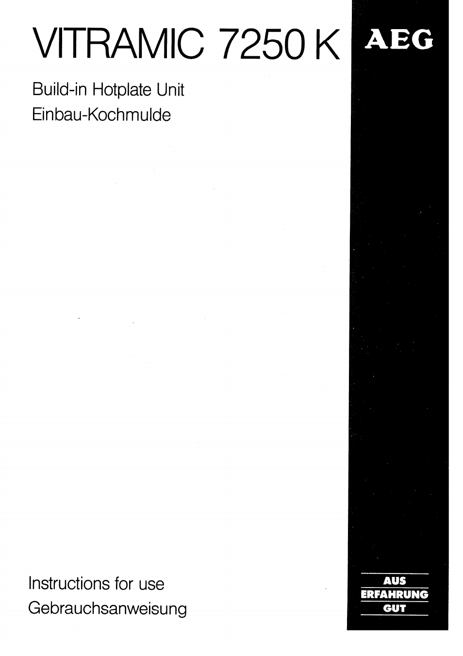 AEG VITRAMIC 7250 K User Manual | 12 pages