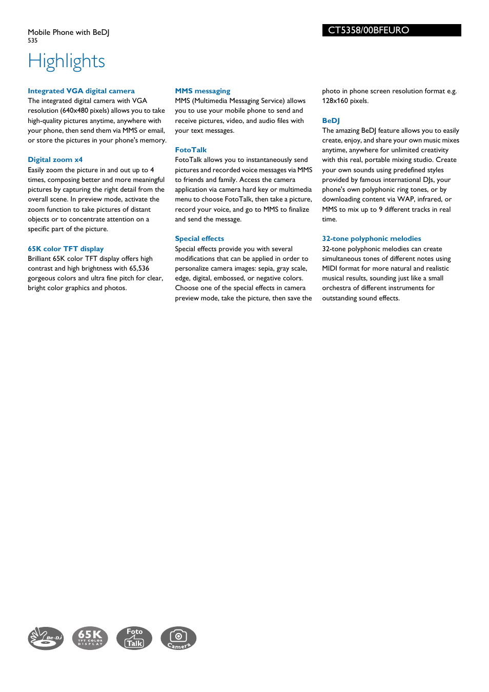 Highlights | Philips 535 User Manual | Page 2 / 3