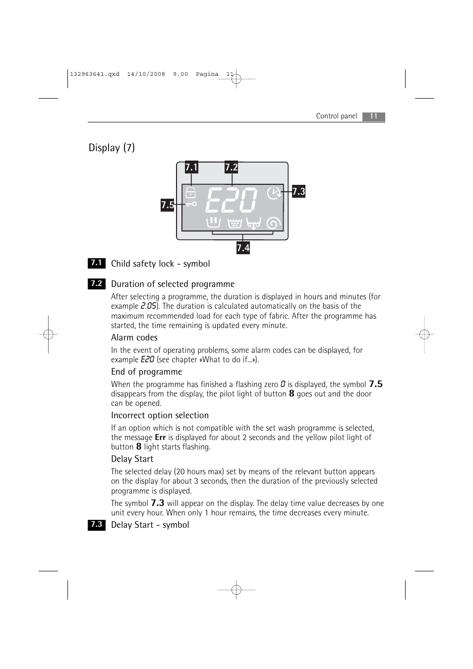 Display (7) | AEG LAVAMAT 76650 User Manual | Page 11 / 48
