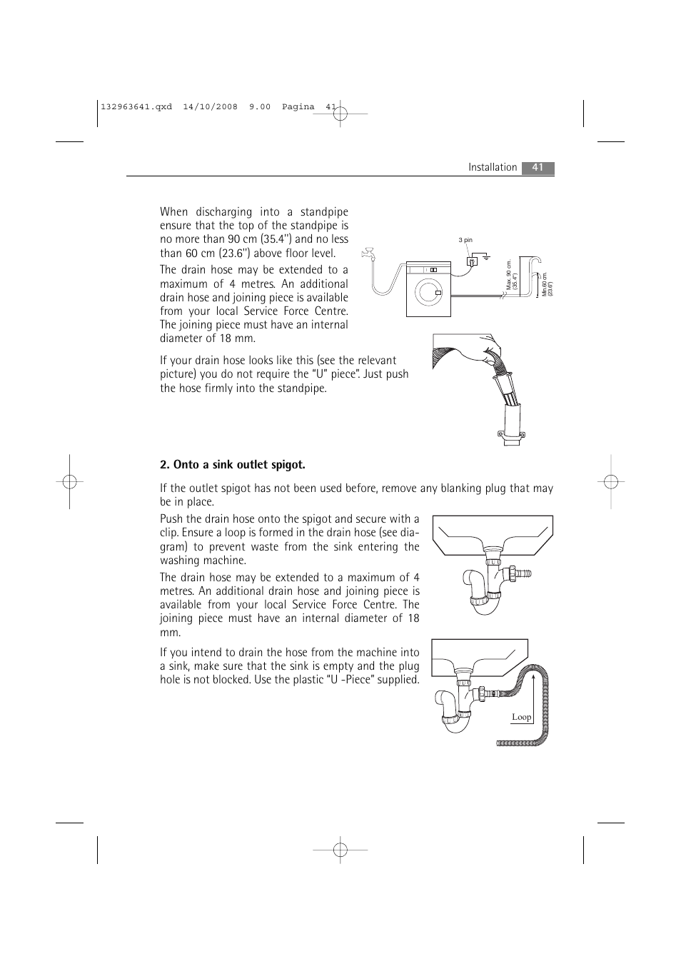 41 installation | AEG LAVAMAT 76650 User Manual | Page 41 / 48