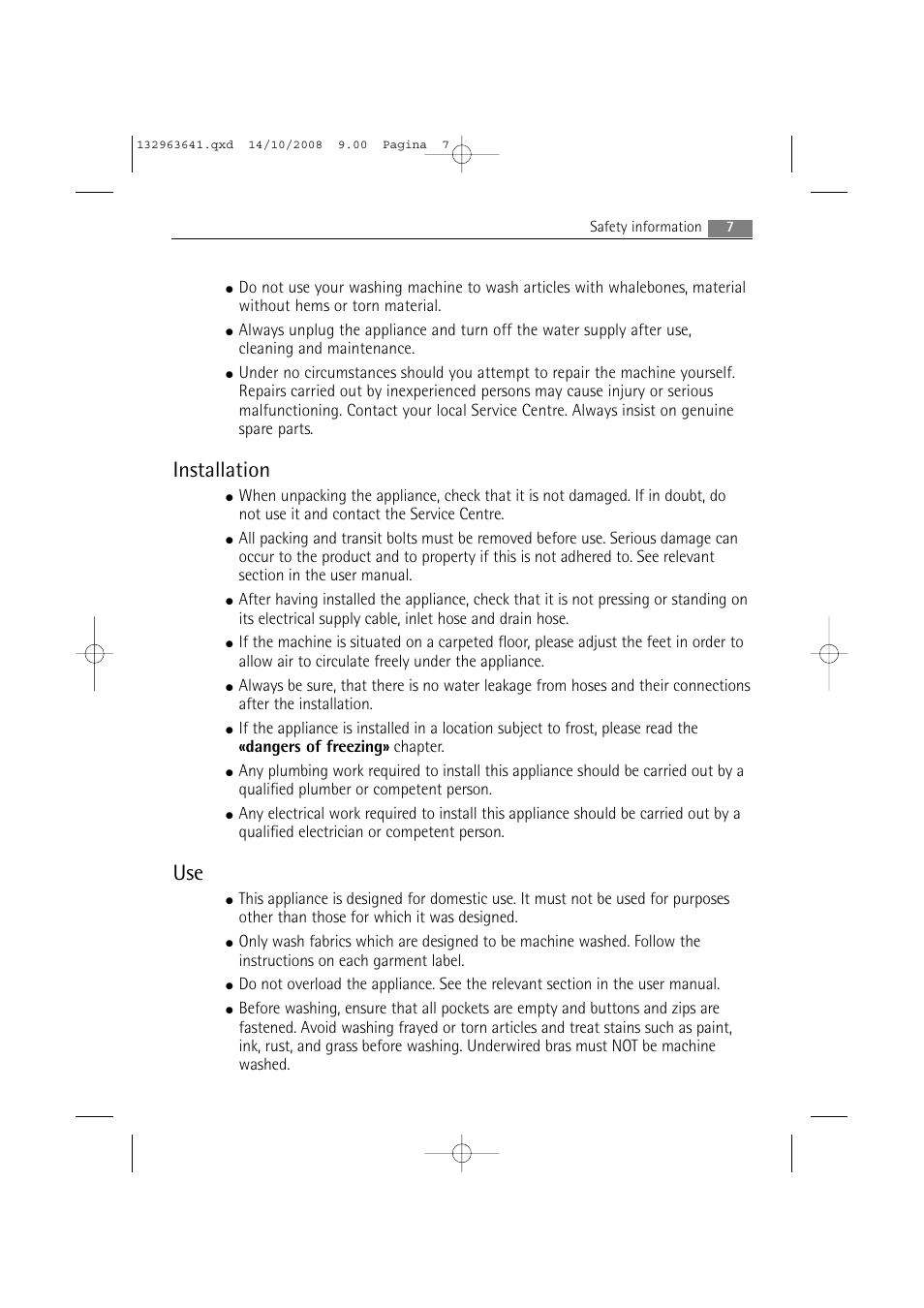 Installation | AEG LAVAMAT 76650 User Manual | Page 7 / 48