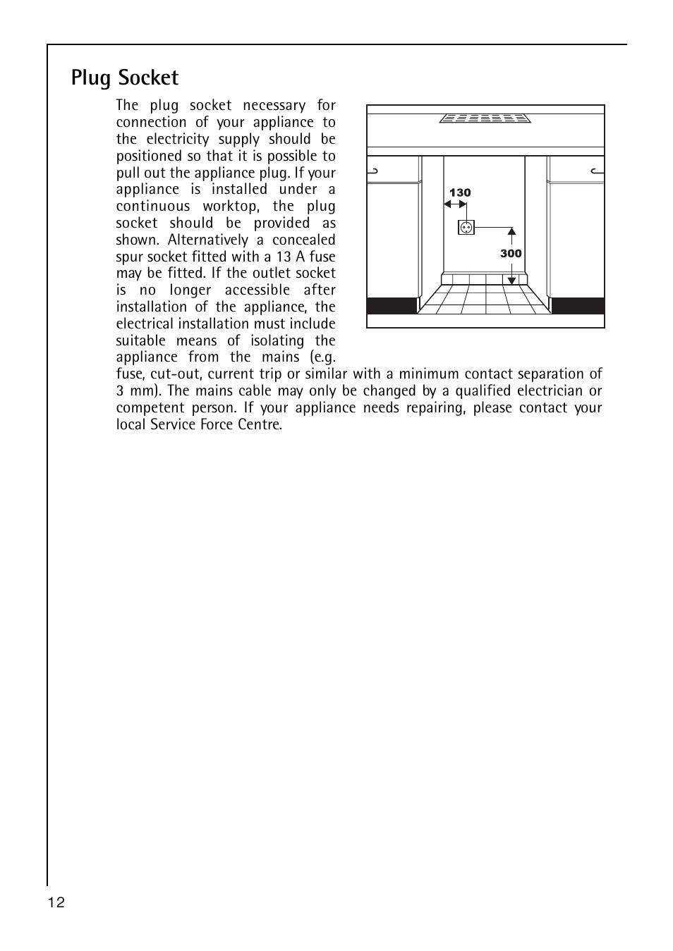 Plug socket | AEG S 60150 TK User Manual | Page 12 / 28