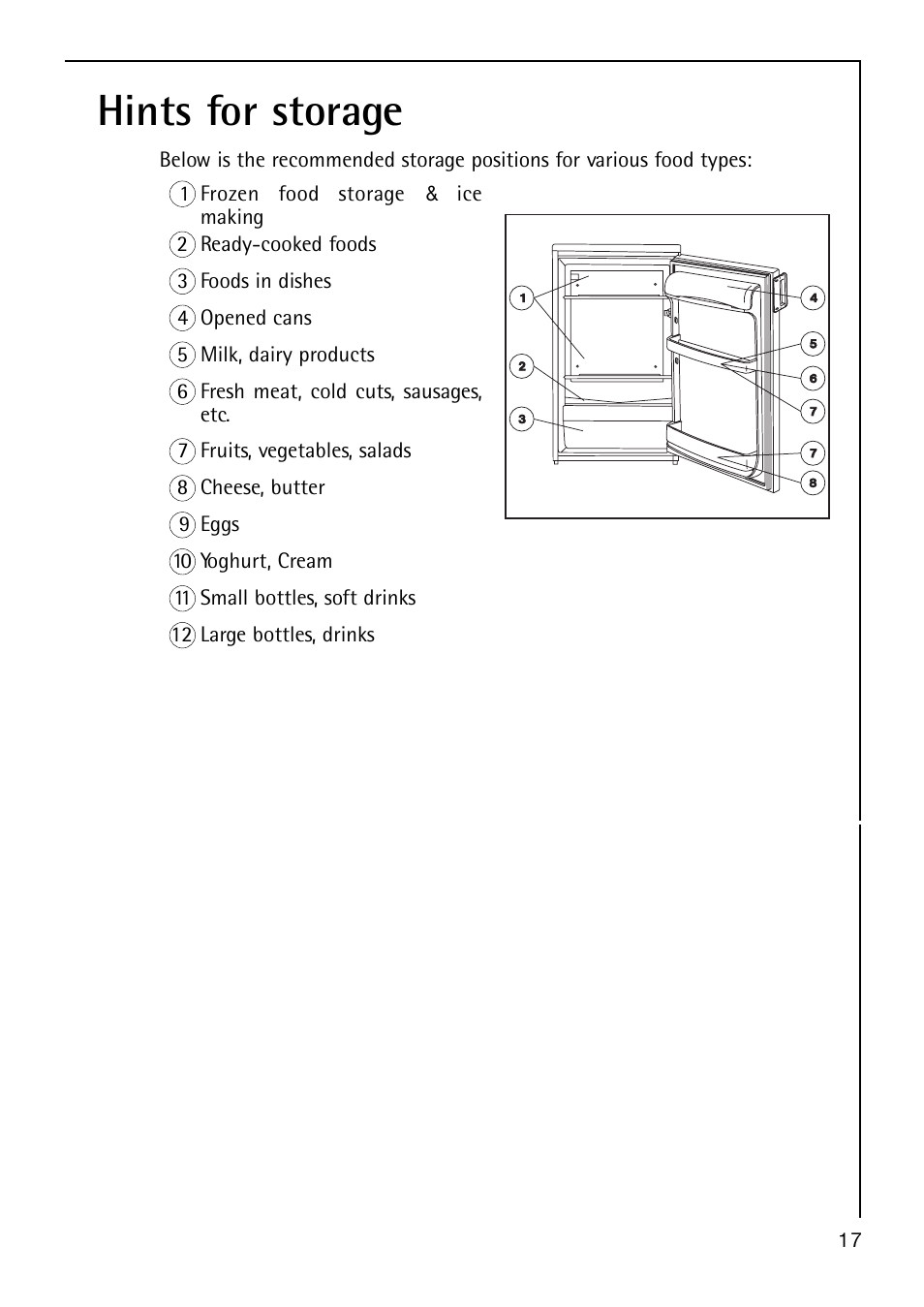 Hints for storage | AEG S 60150 TK User Manual | Page 17 / 28