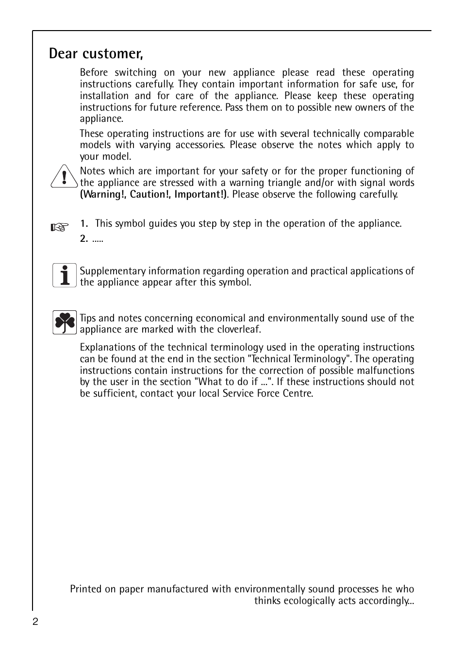 Dear customer | AEG S 60150 TK User Manual | Page 2 / 28