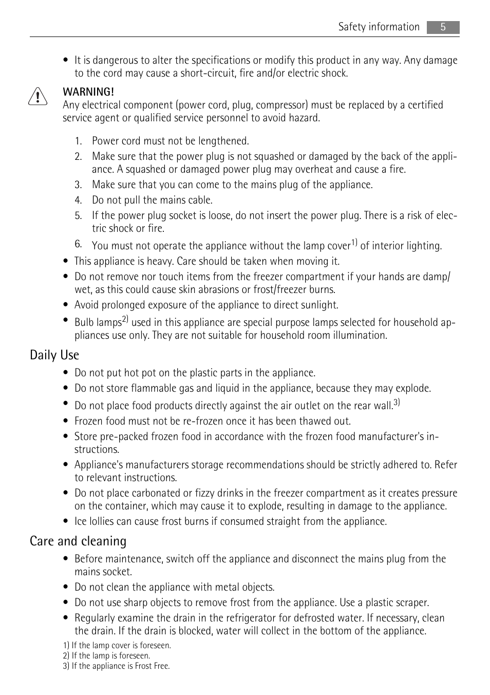 Daily use, Care and cleaning | AEG S83200CMW0 User Manual | Page 5 / 28