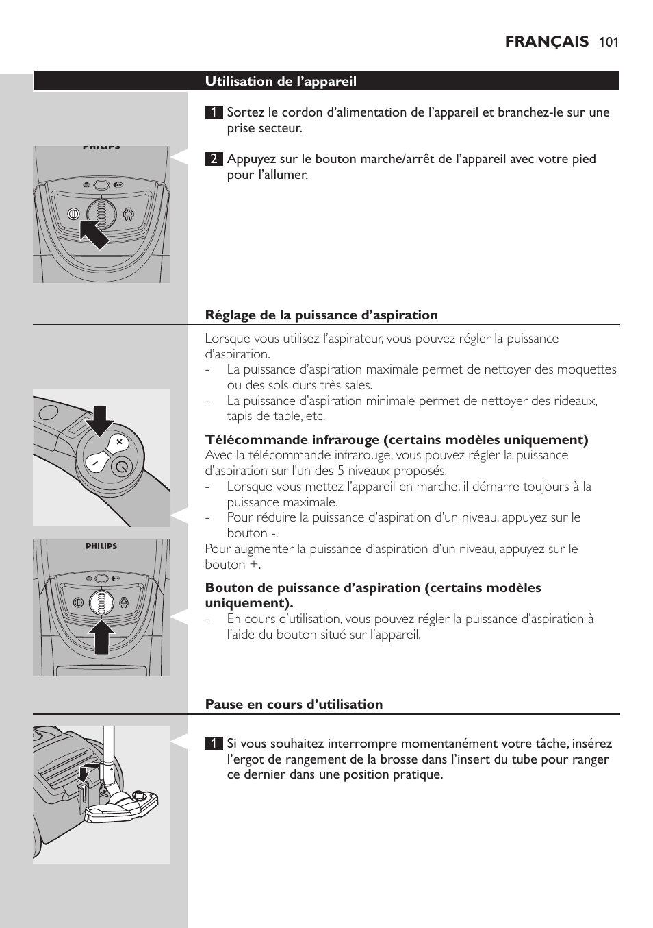 Philips Aspirador con bolsa User Manual | Page 101 / 198