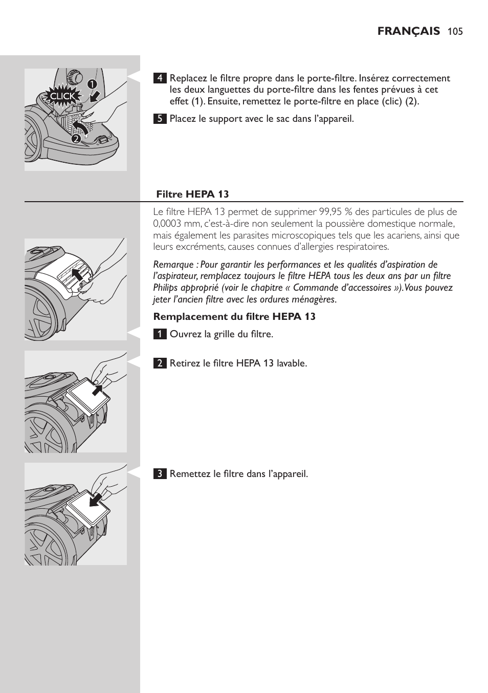 Philips Aspirador con bolsa User Manual | Page 105 / 198