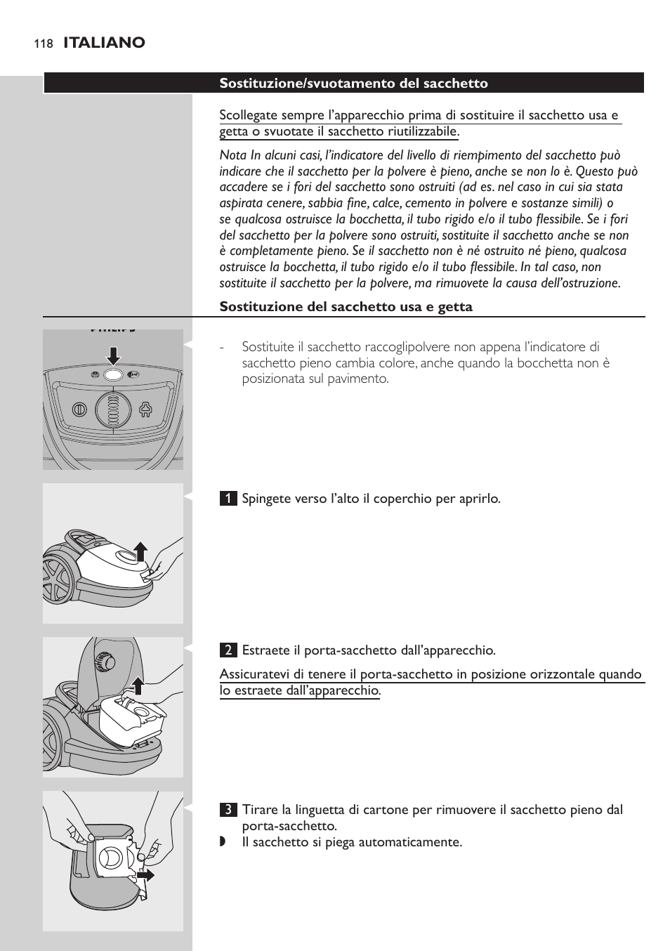 Philips Aspirador con bolsa User Manual | Page 118 / 198