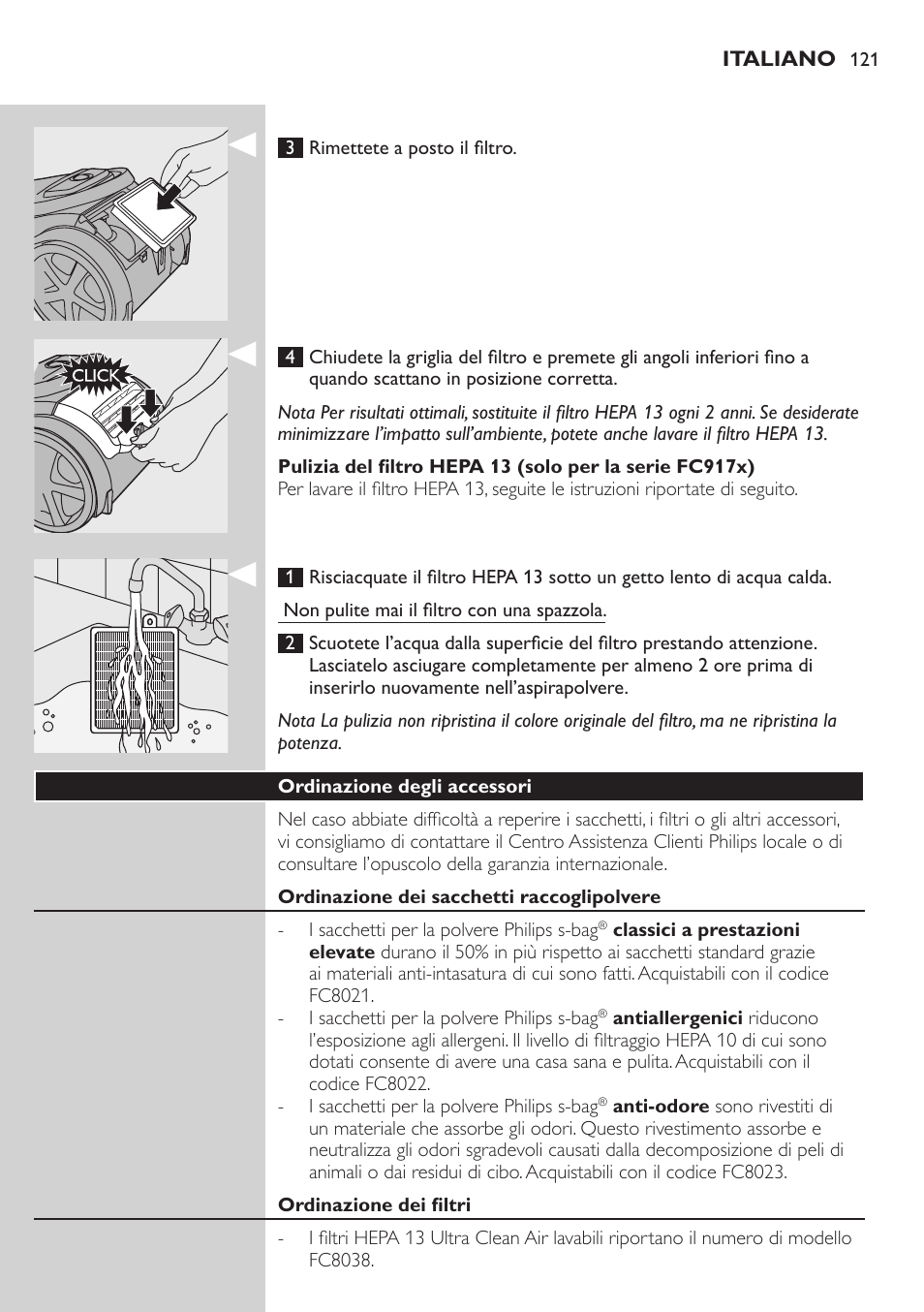 Philips Aspirador con bolsa User Manual | Page 121 / 198