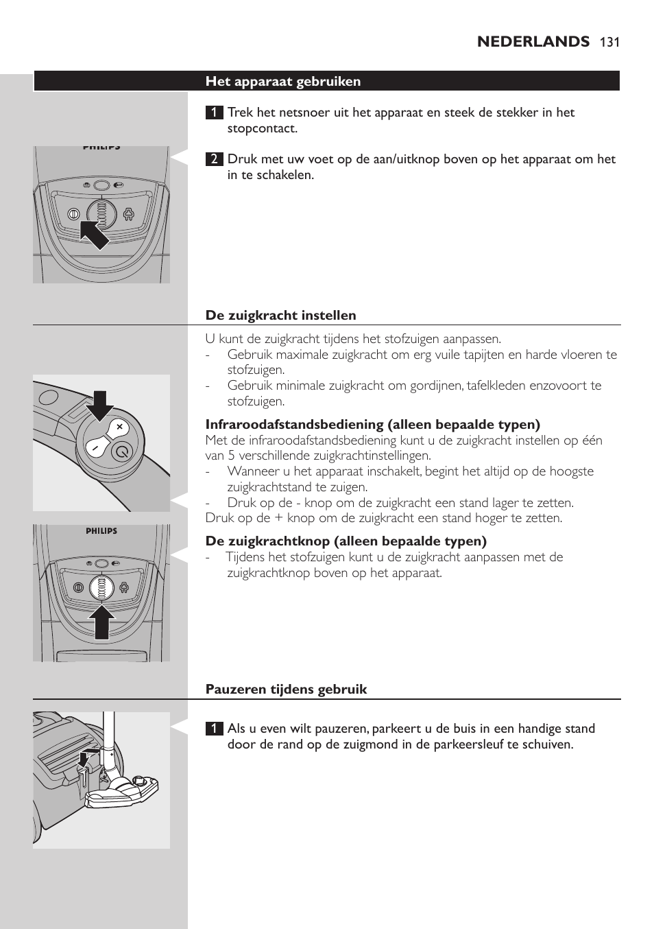 Philips Aspirador con bolsa User Manual | Page 131 / 198