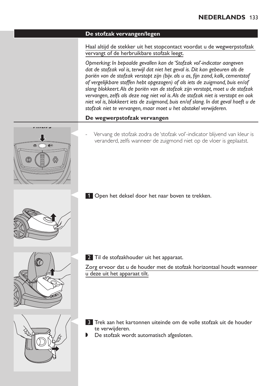 Philips Aspirador con bolsa User Manual | Page 133 / 198