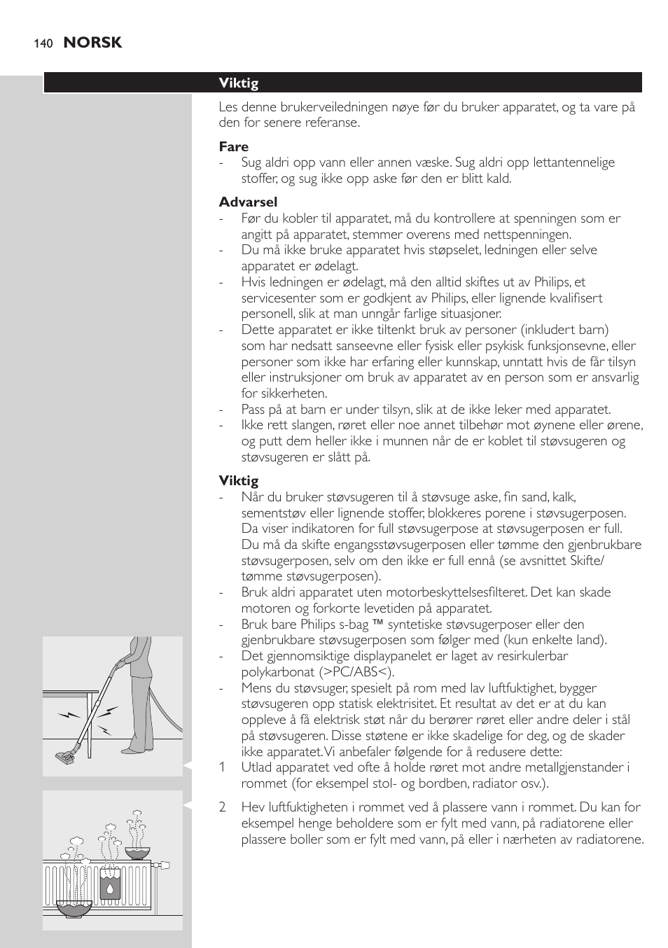 Philips Aspirador con bolsa User Manual | Page 140 / 198