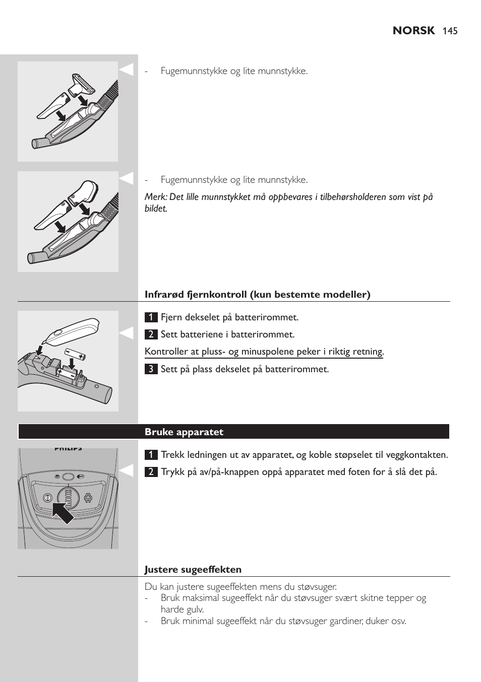 Philips Aspirador con bolsa User Manual | Page 145 / 198