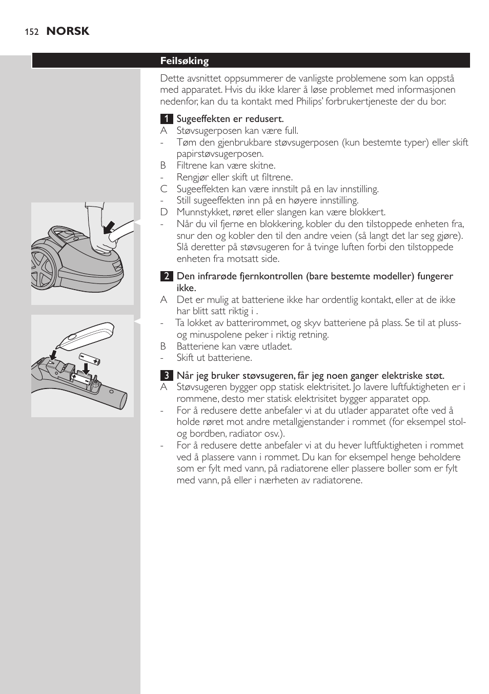 Philips Aspirador con bolsa User Manual | Page 152 / 198