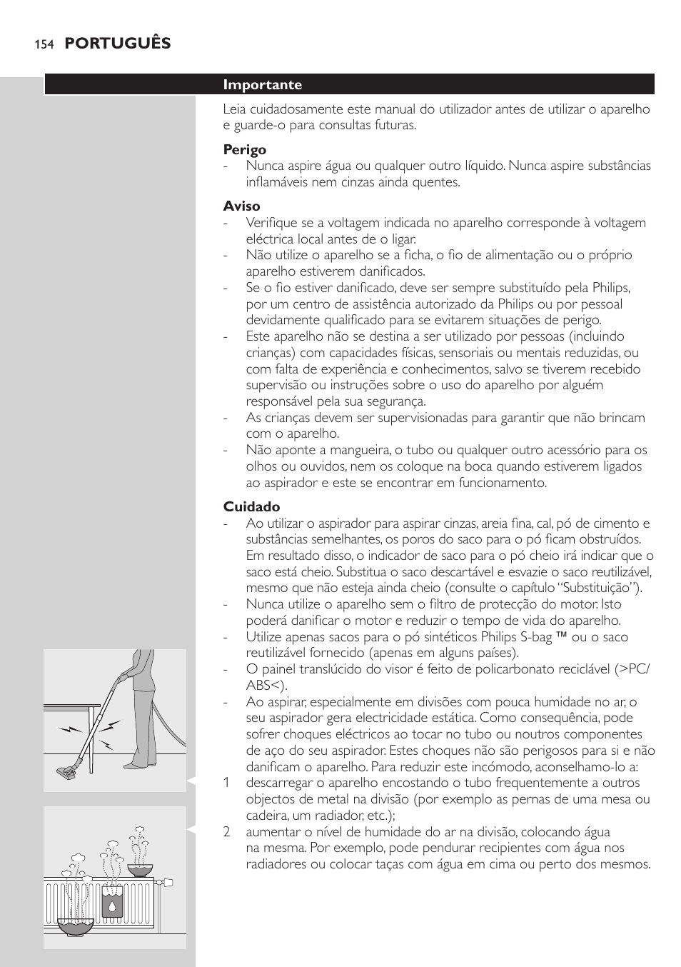 Philips Aspirador con bolsa User Manual | Page 154 / 198