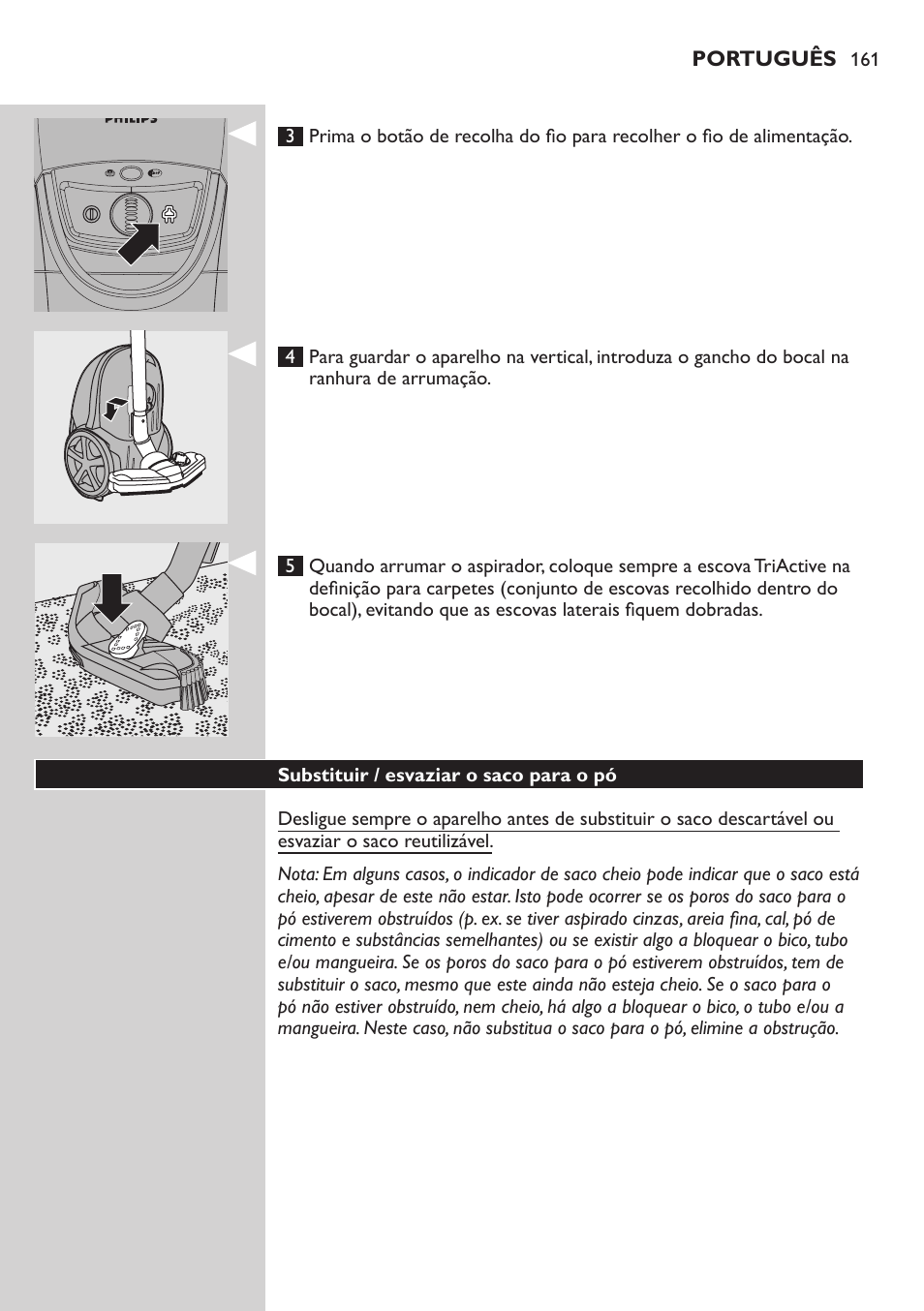 Philips Aspirador con bolsa User Manual | Page 161 / 198