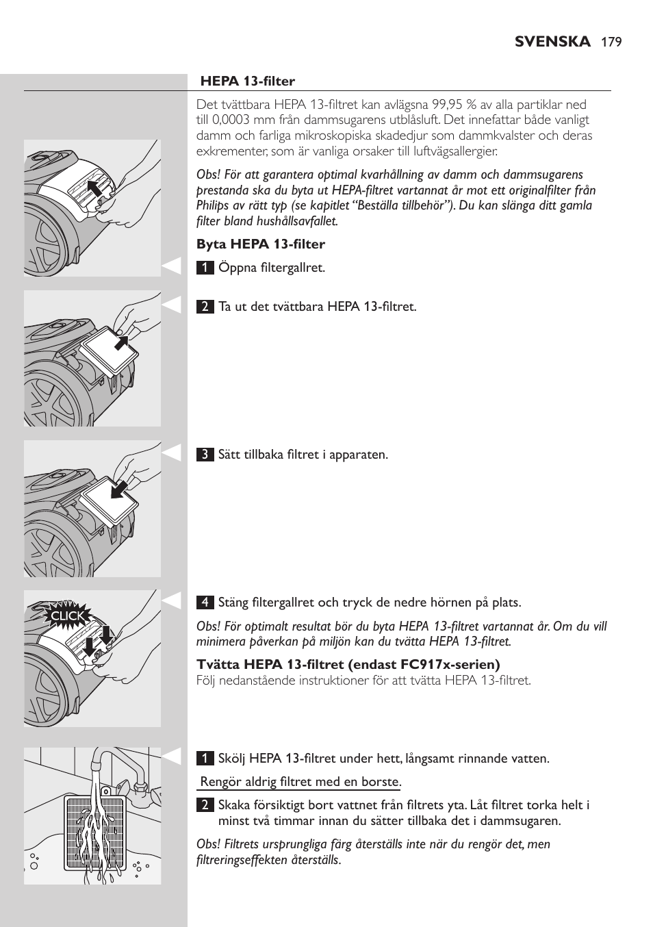 Philips Aspirador con bolsa User Manual | Page 179 / 198