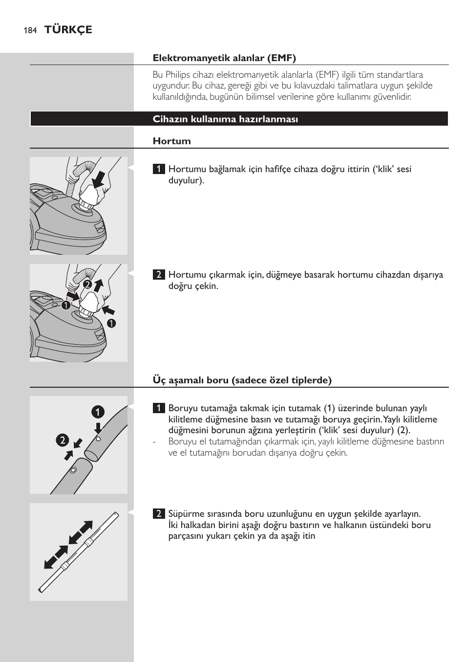 Philips Aspirador con bolsa User Manual | Page 184 / 198