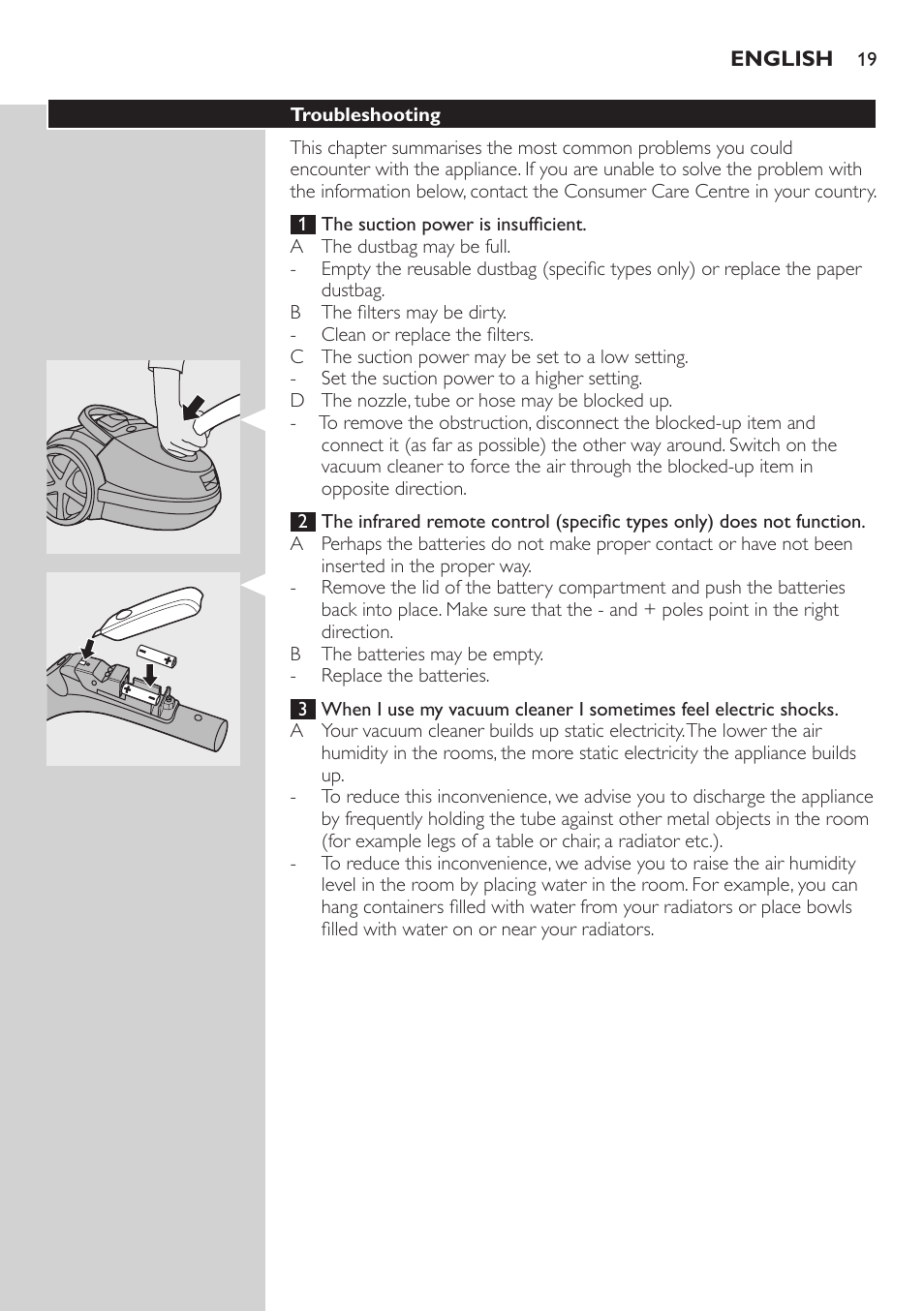 Philips Aspirador con bolsa User Manual | Page 19 / 198