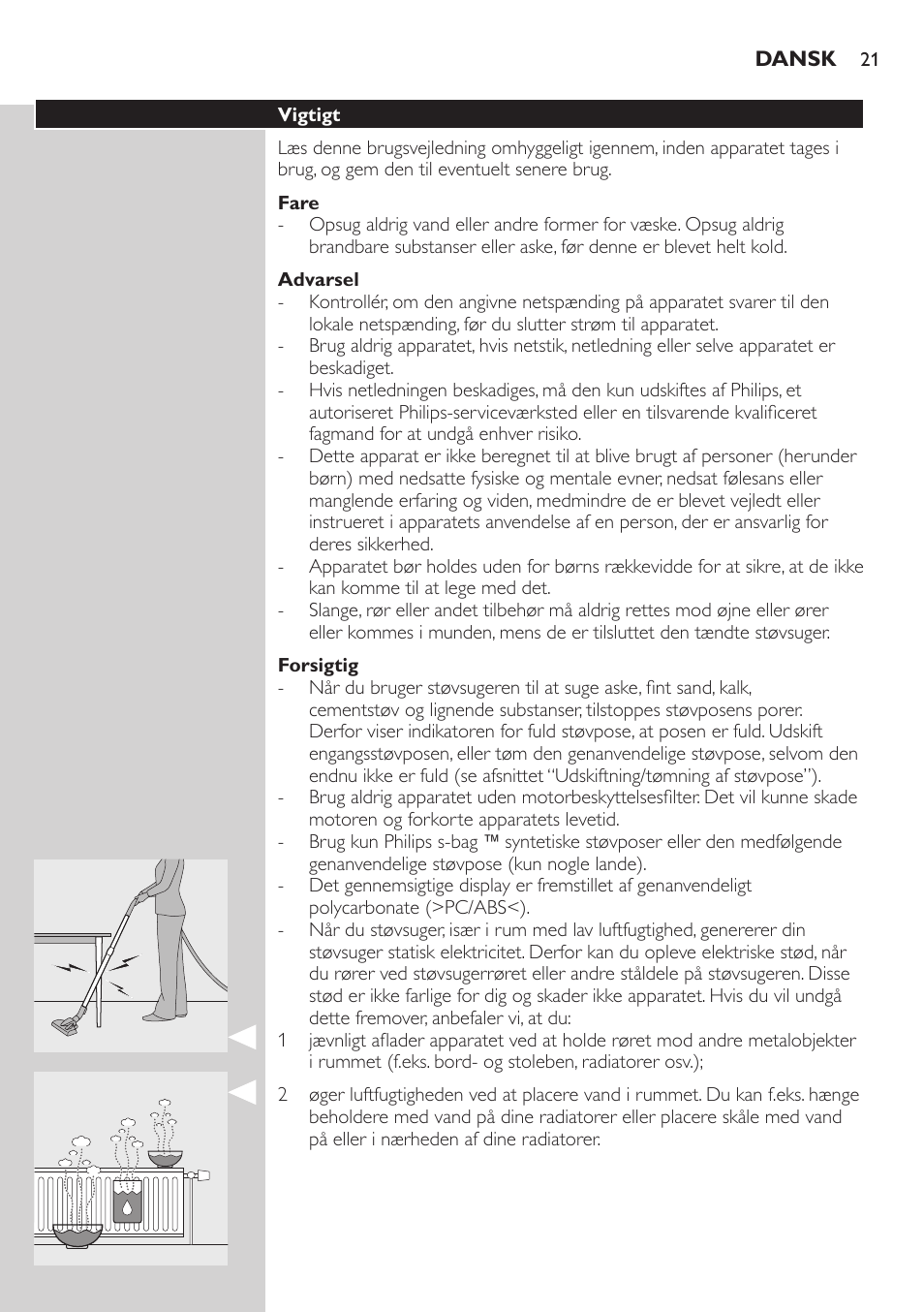 Philips Aspirador con bolsa User Manual | Page 21 / 198