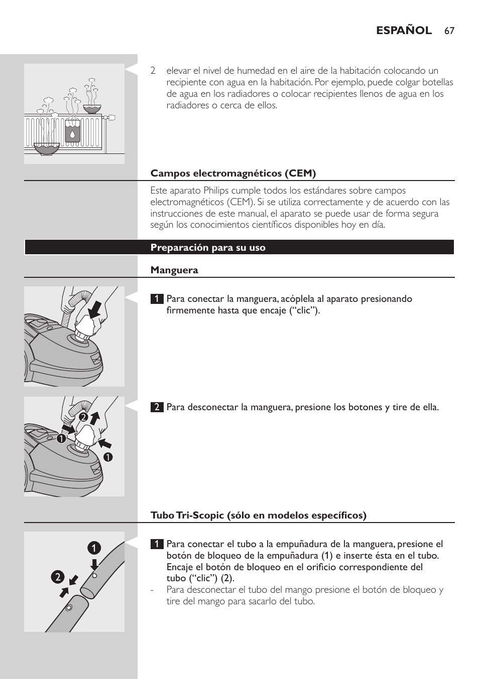 Philips Aspirador con bolsa User Manual | Page 67 / 198