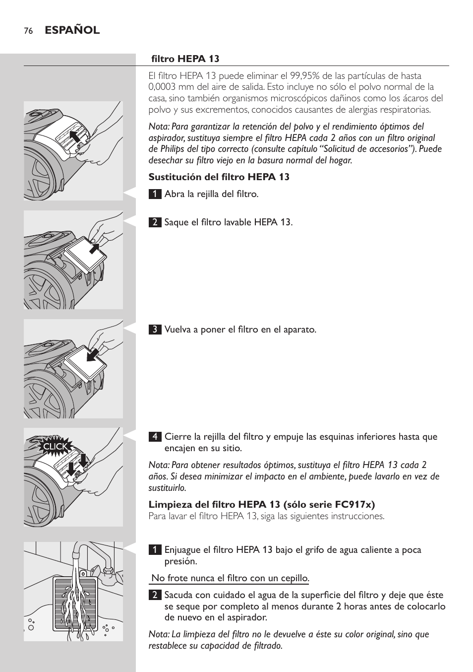 Philips Aspirador con bolsa User Manual | Page 76 / 198