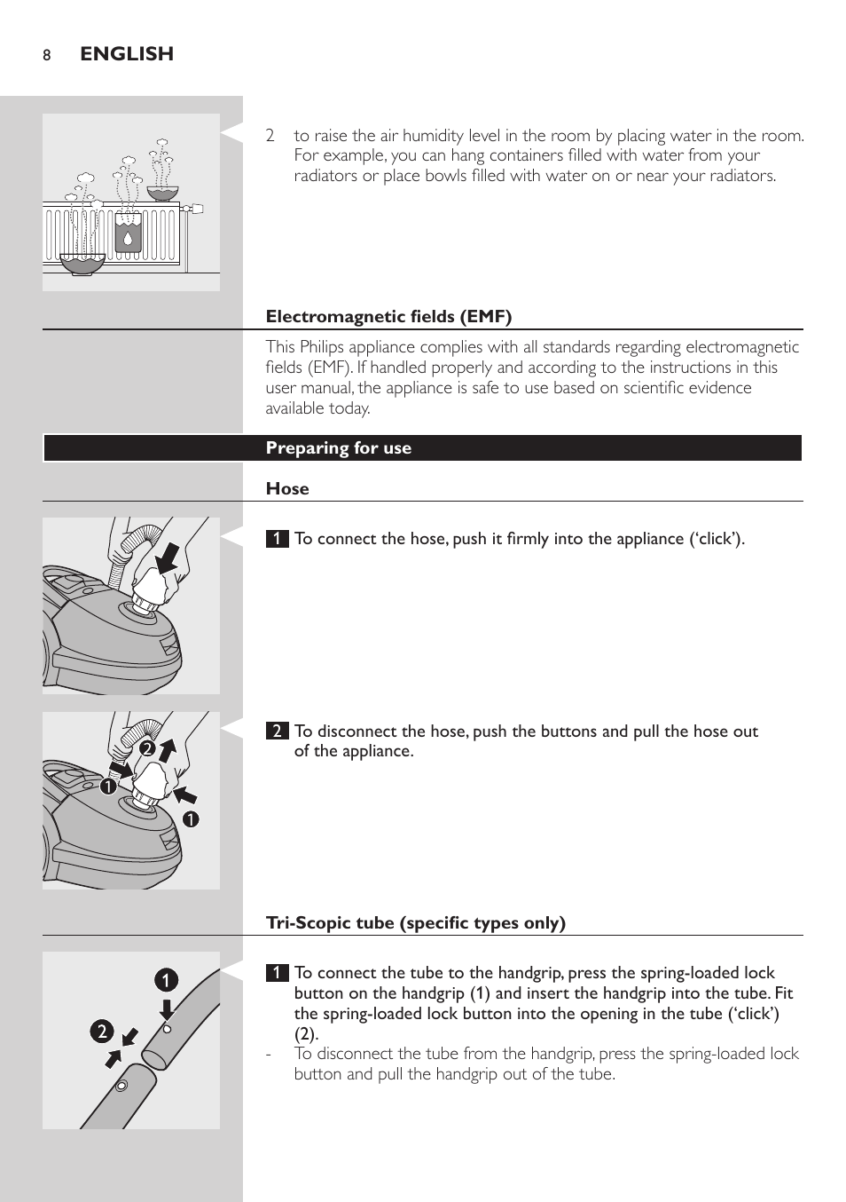 Philips Aspirador con bolsa User Manual | Page 8 / 198