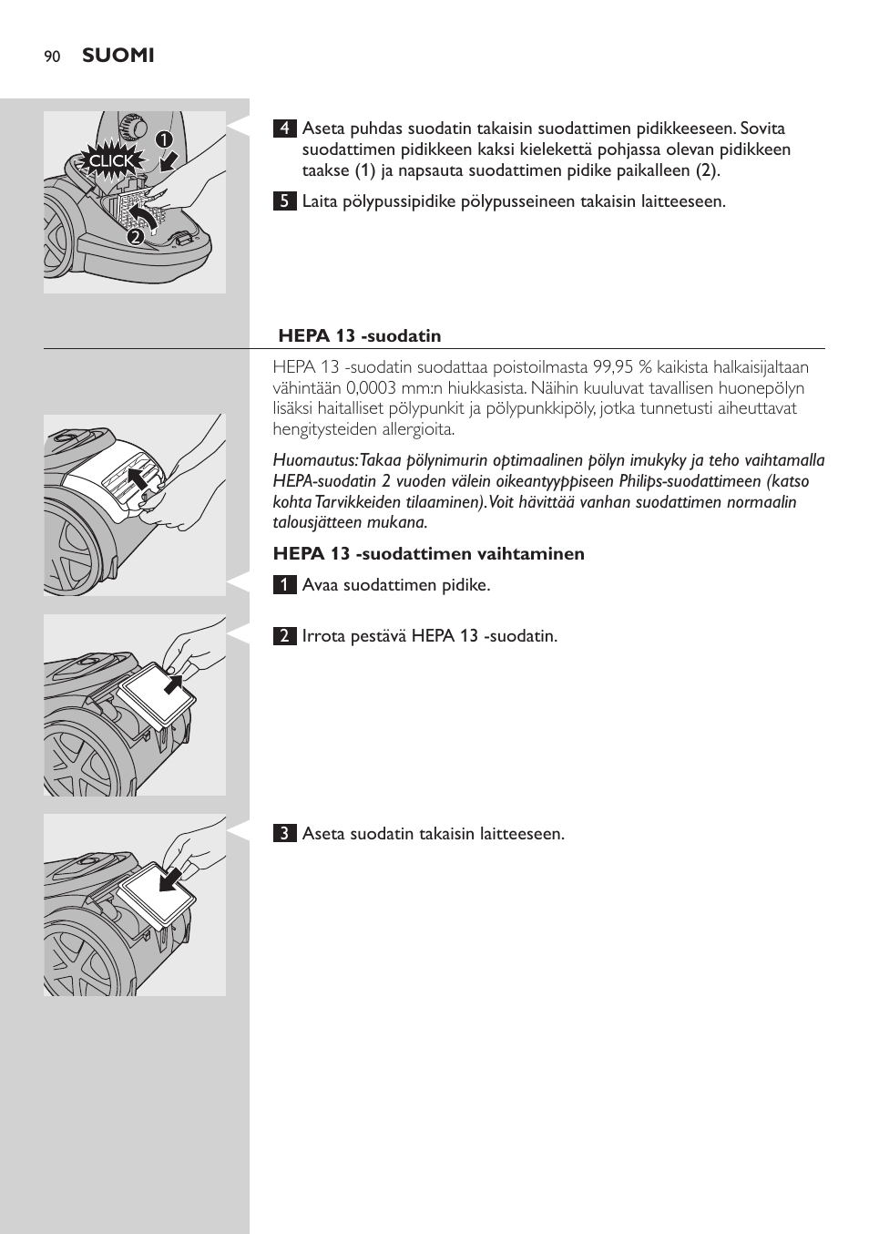 Philips Aspirador con bolsa User Manual | Page 90 / 198