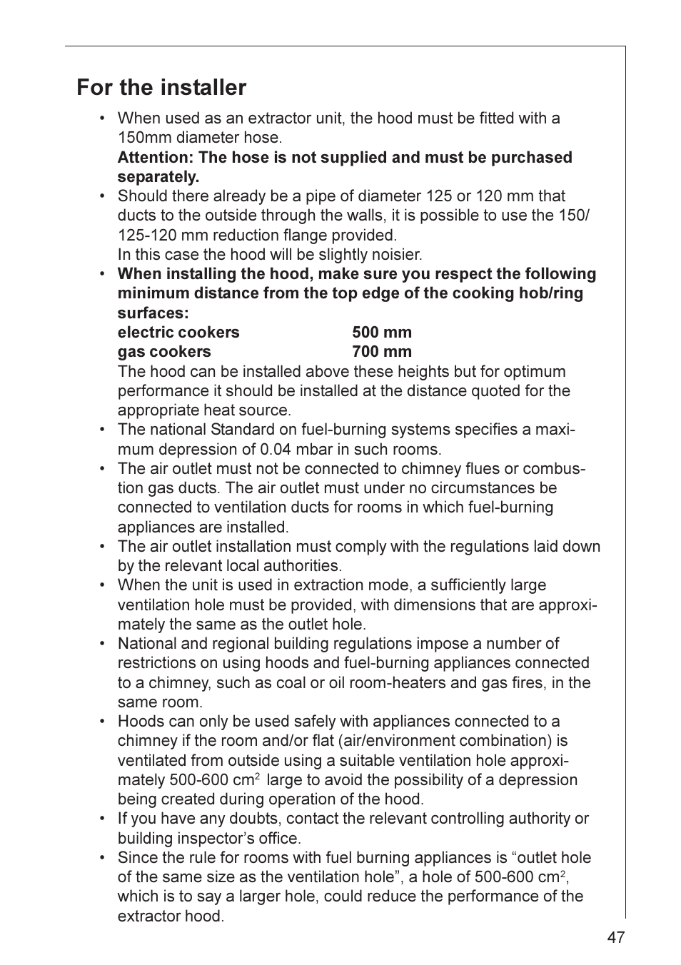 For the installer | AEG DL 7275 User Manual | Page 4 / 16