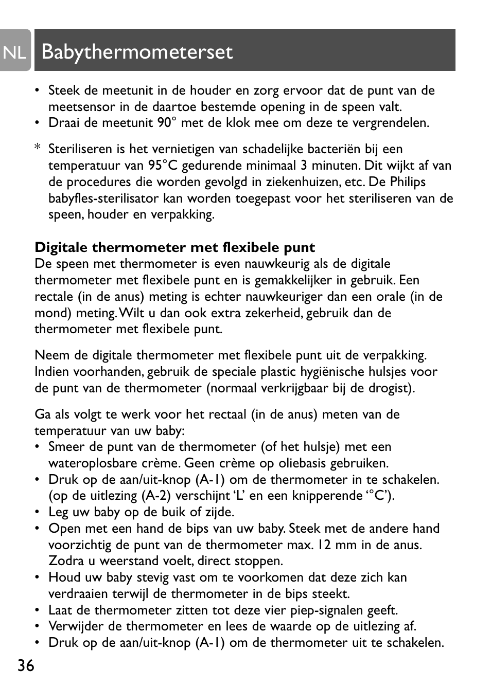 Babythermometerset | Philips Kit de termómetros digitales para bebés User Manual | Page 35 / 87