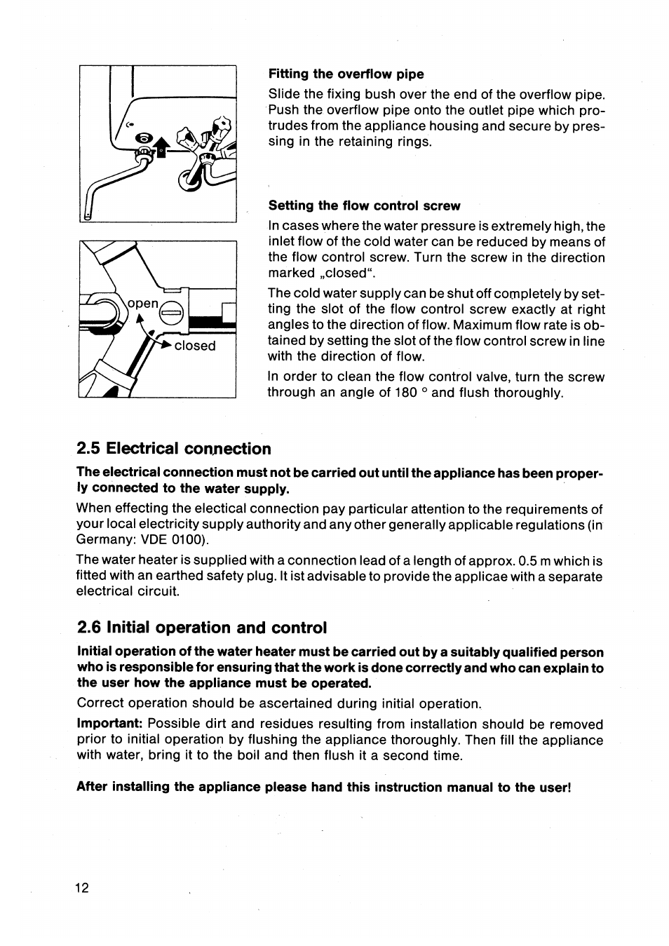 5 electrical conriection, 6 initial operation and control | AEG EL User Manual | Page 6 / 8