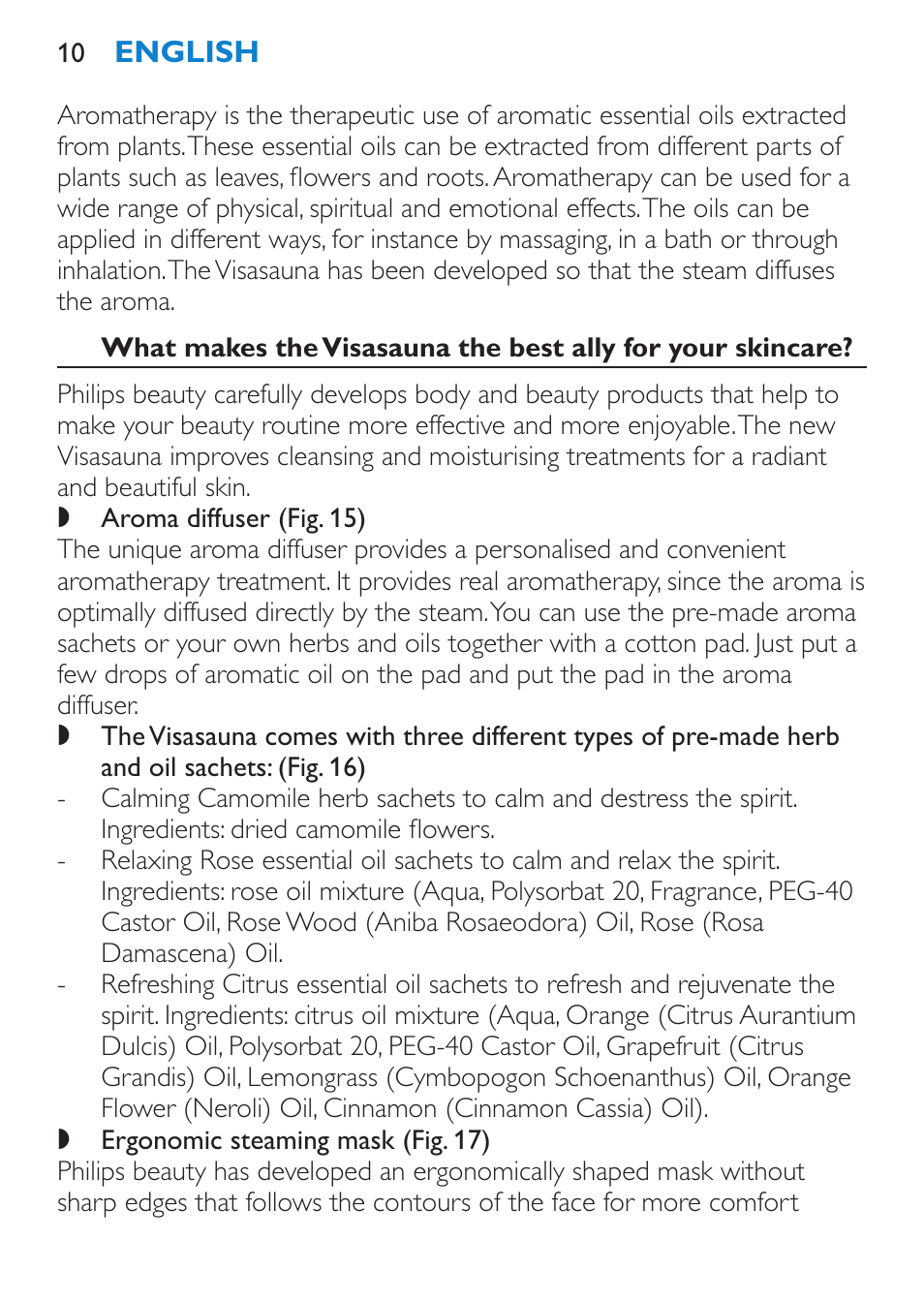 Philips Sauna facial profesional User Manual | Page 10 / 88