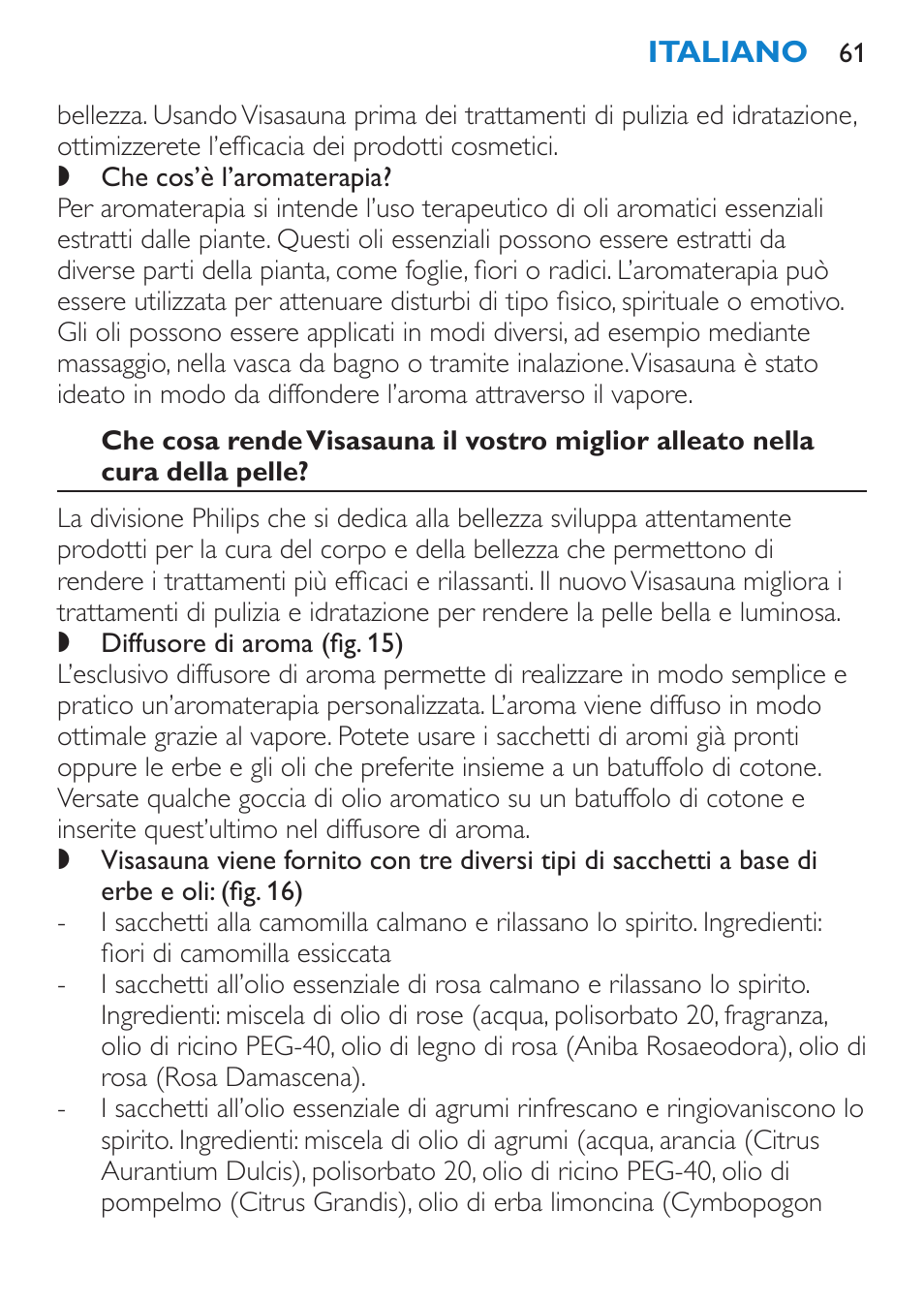 Philips Sauna facial profesional User Manual | Page 61 / 88