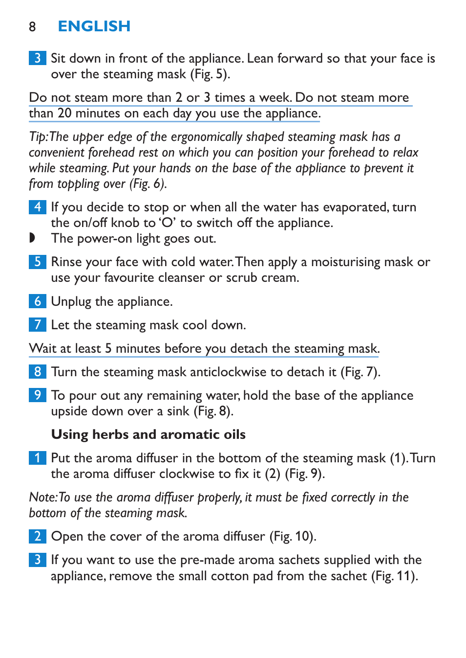 Using herbs and aromatic oils | Philips Sauna facial profesional User Manual | Page 8 / 88