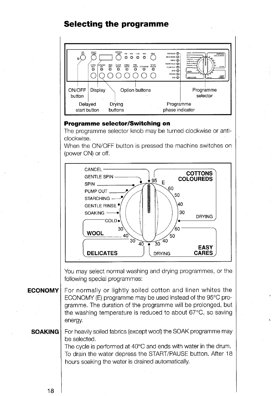 Selecting the programme | AEG TURBO 1480 User Manual | Page 18 / 44