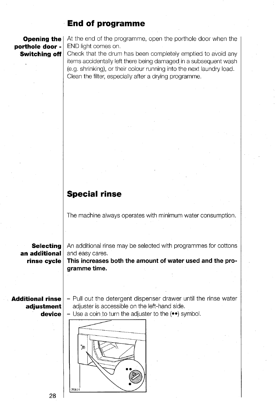 End of programme, Special rinse | AEG TURBO 1480 User Manual | Page 28 / 44