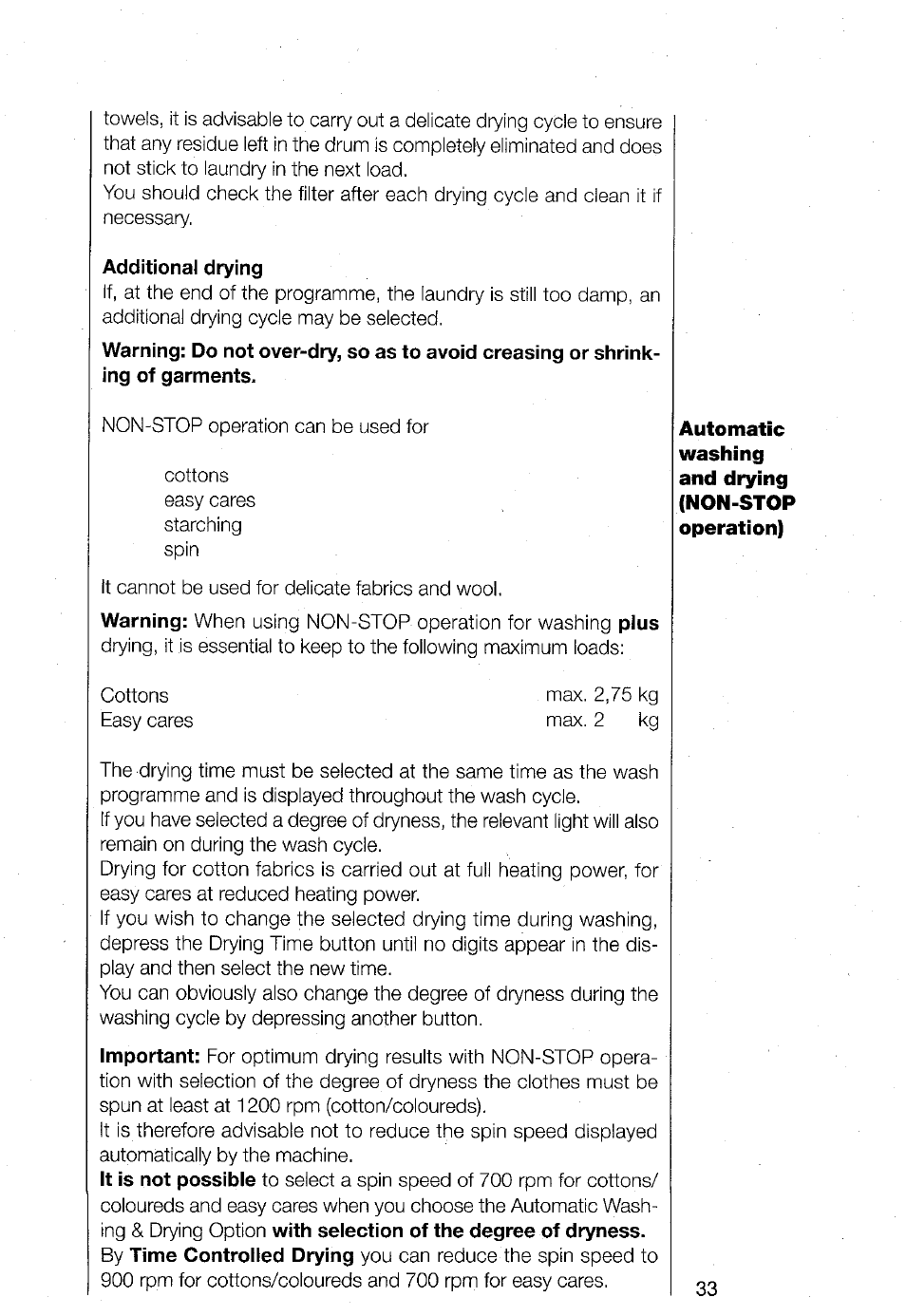 Additional drying | AEG TURBO 1480 User Manual | Page 33 / 44