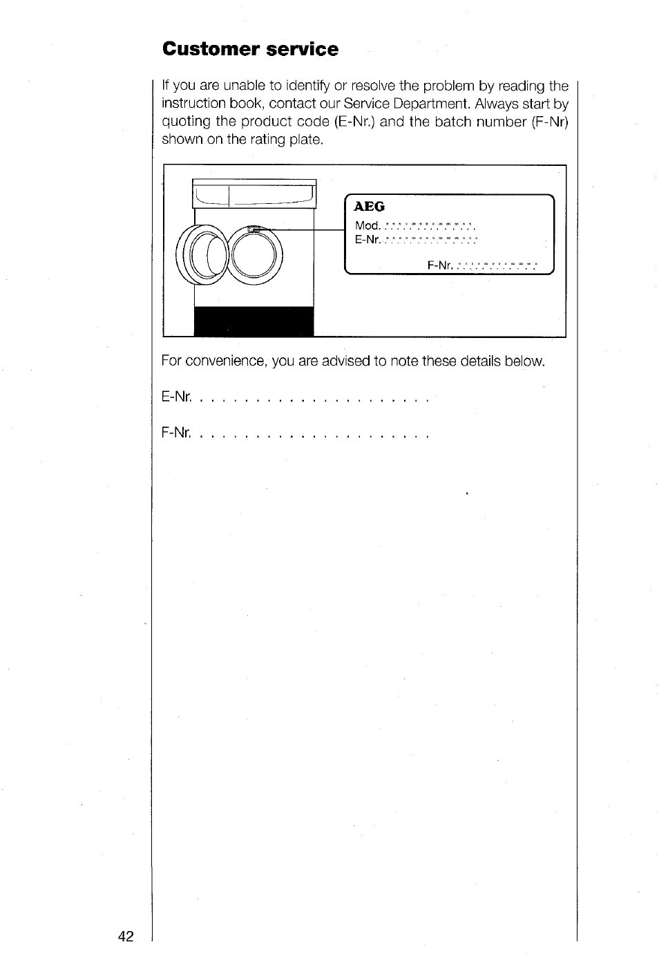 Customer service | AEG TURBO 1480 User Manual | Page 42 / 44