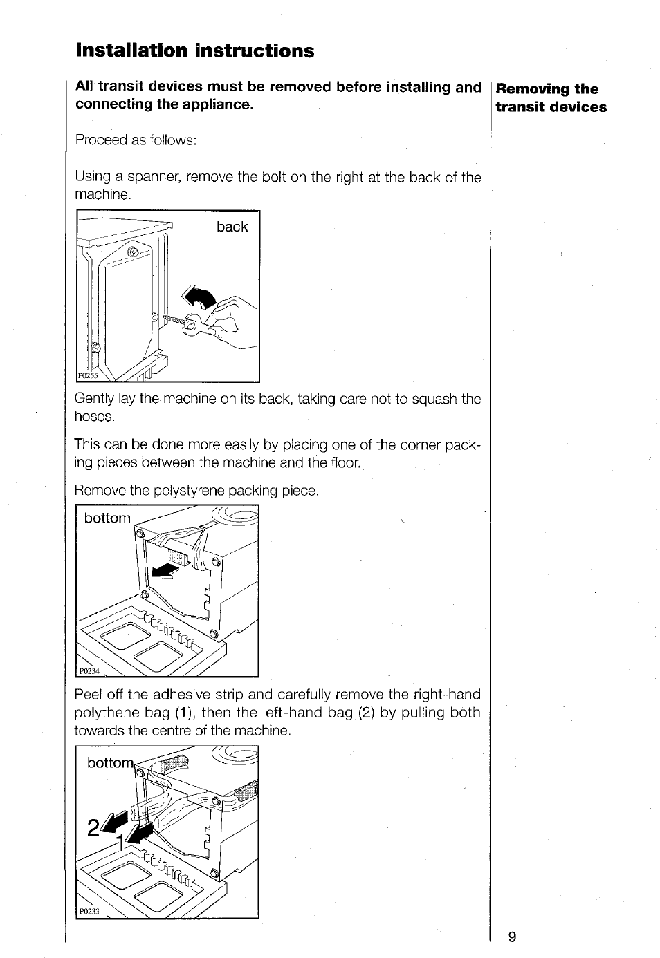 Installation instructions | AEG TURBO 1480 User Manual | Page 9 / 44