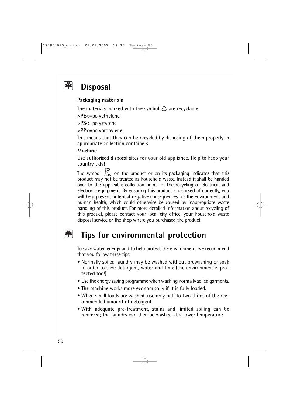 Disposal, Tips for environmental protection | AEG LAVAMAT 62895 User Manual | Page 8 / 46