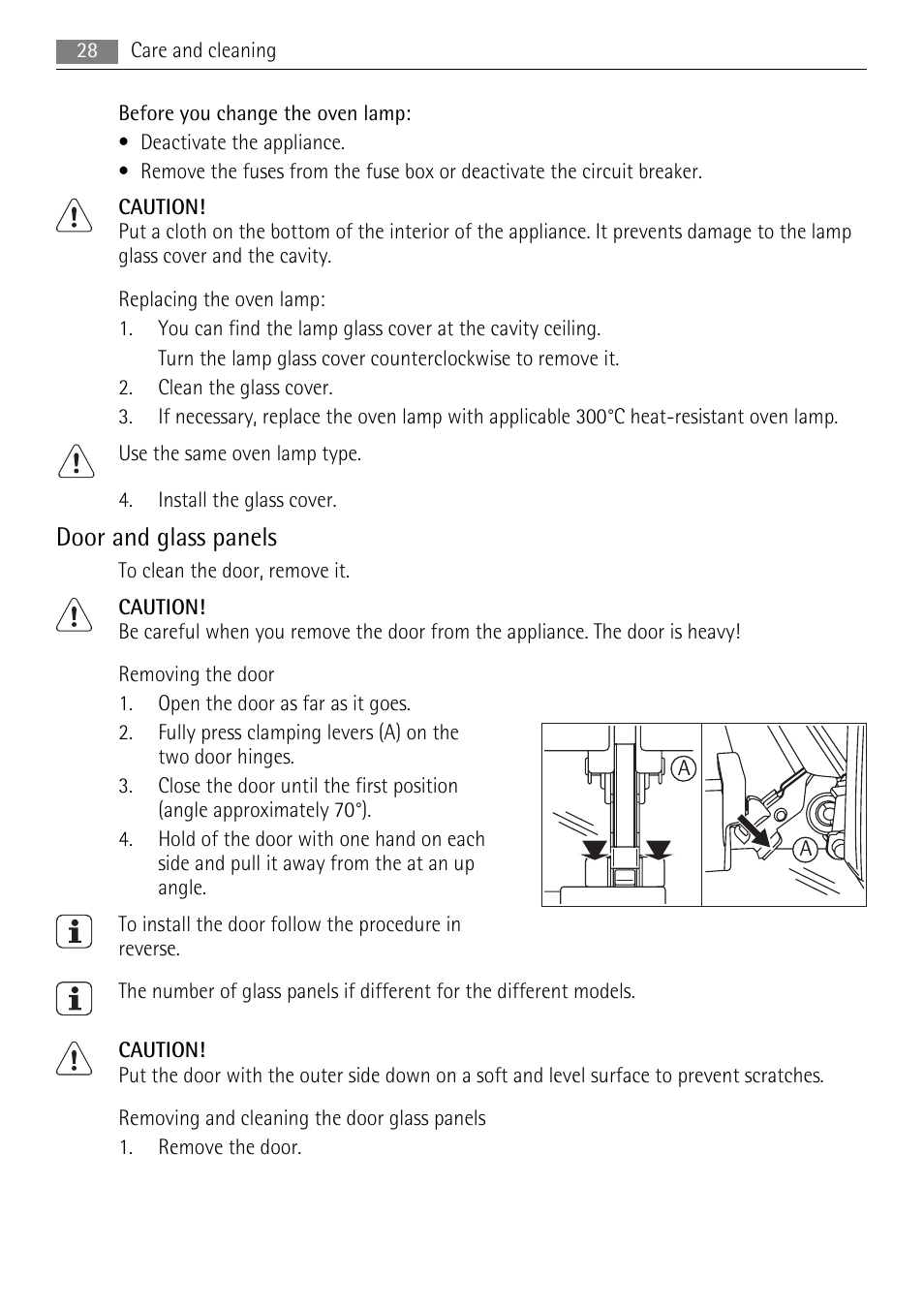 Door and glass panels | AEG BP5003021 User Manual | Page 28 / 36