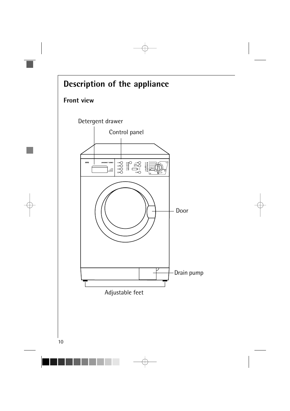 Description of the appliance, Front view | AEG LAVAMAT 12710 User Manual | Page 10 / 49