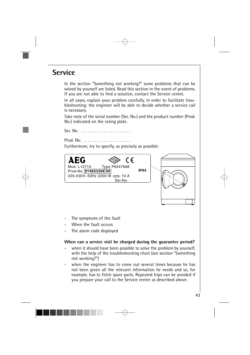 Service | AEG LAVAMAT 12710 User Manual | Page 43 / 49