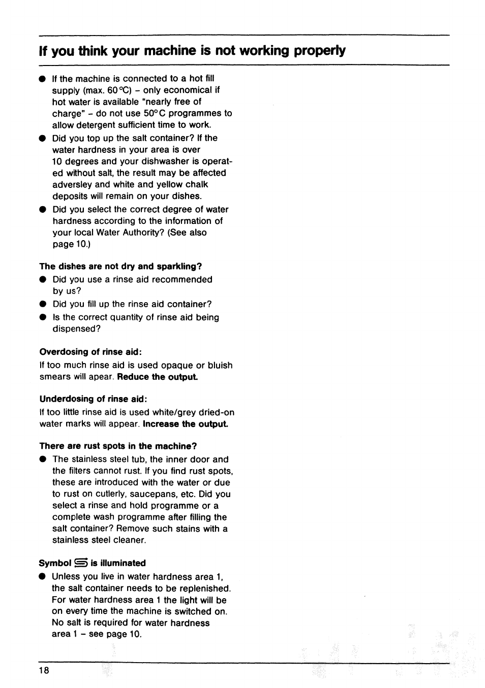 If you think your machine is not working properly | AEG OKO Favorit 645 User Manual | Page 18 / 24