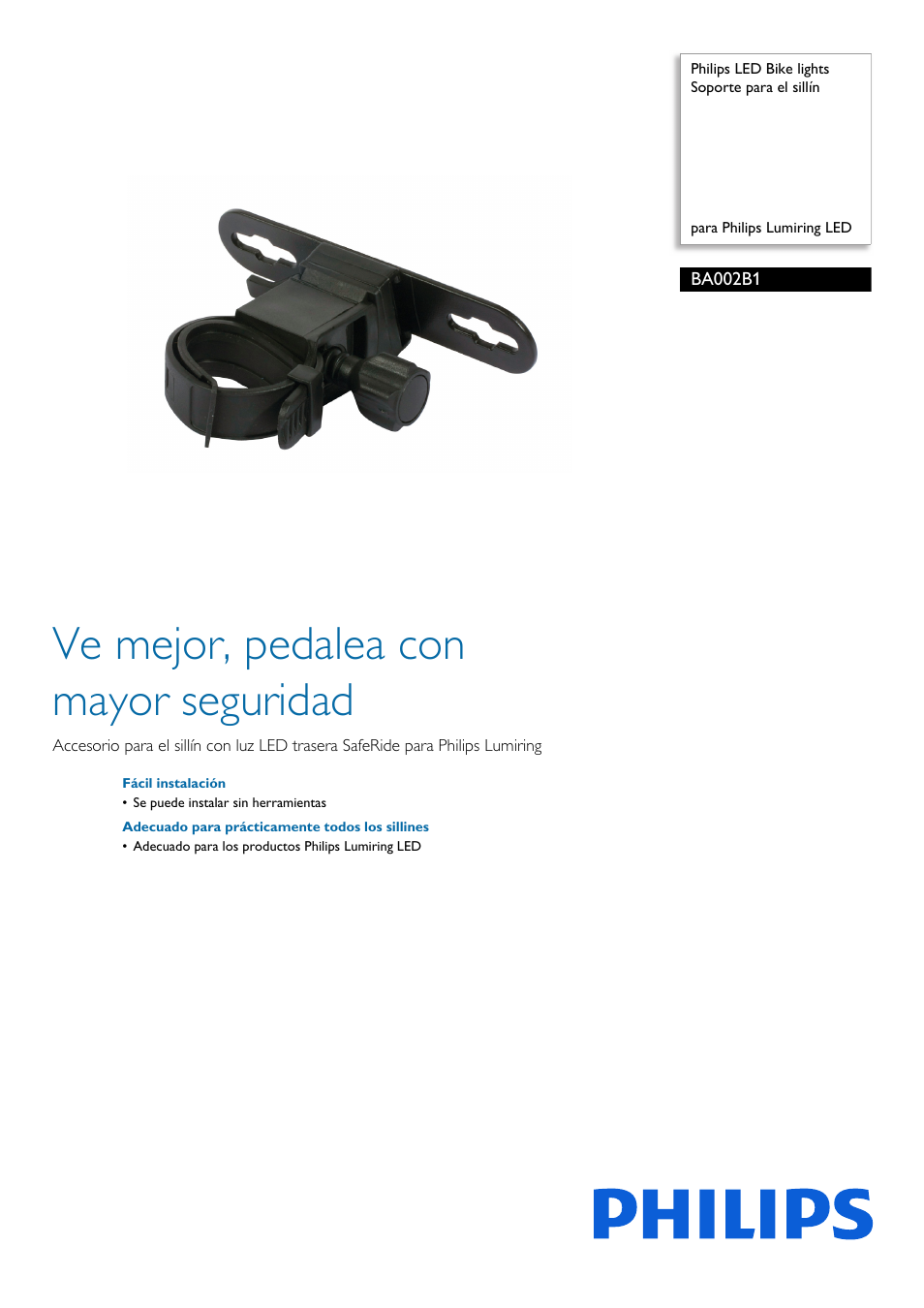 Philips LED Bike lights Soporte para el sillín User Manual | 2 pages