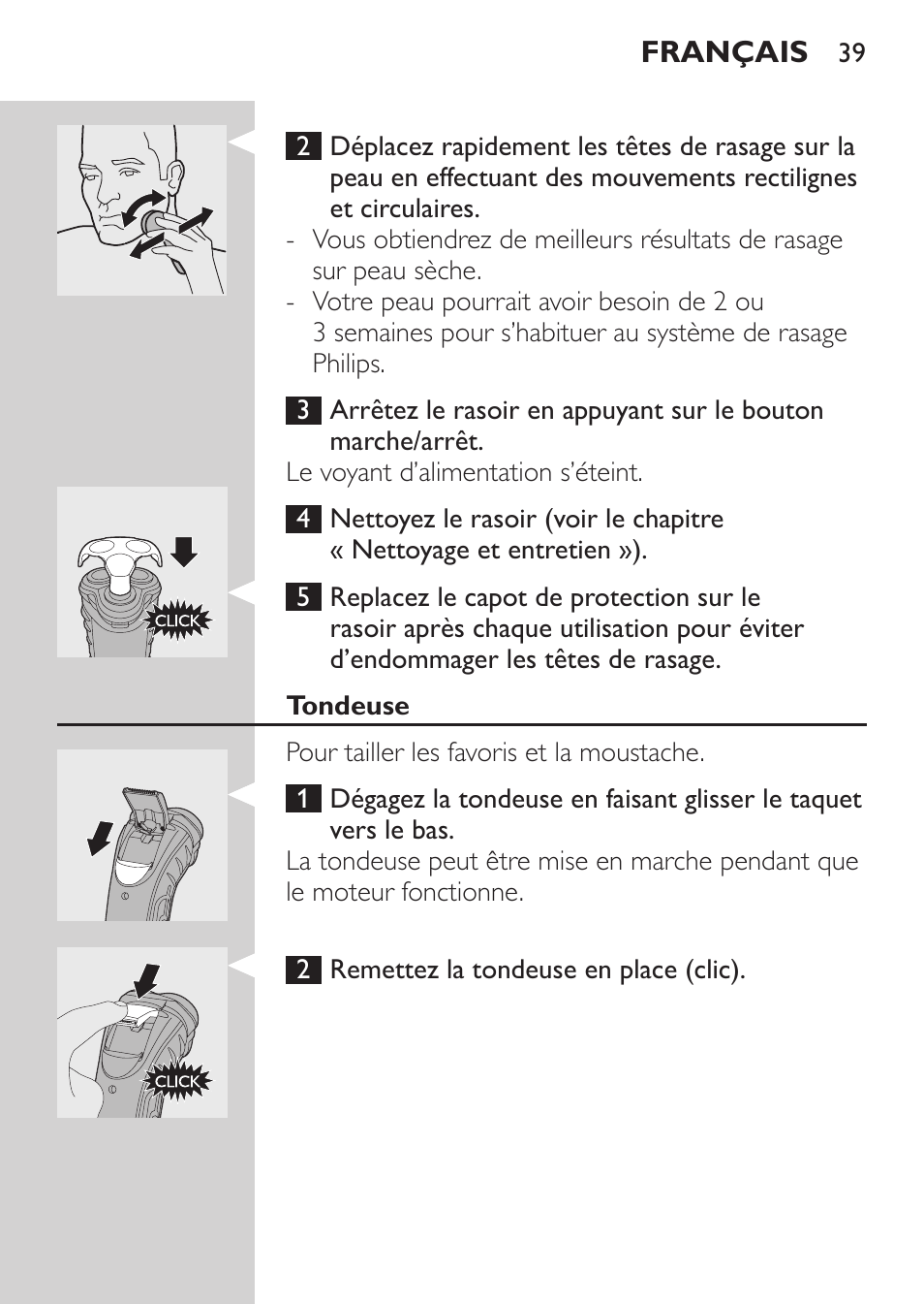 Tondeuse | Philips Afeitadora eléctrica User Manual | Page 37 / 88