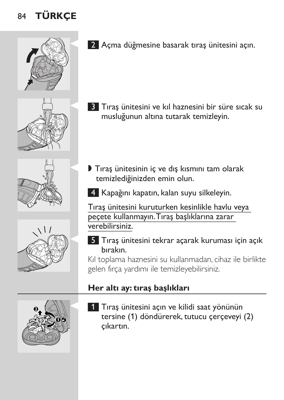 Her altı ay: tıraş başlıkları | Philips Afeitadora eléctrica User Manual | Page 82 / 88